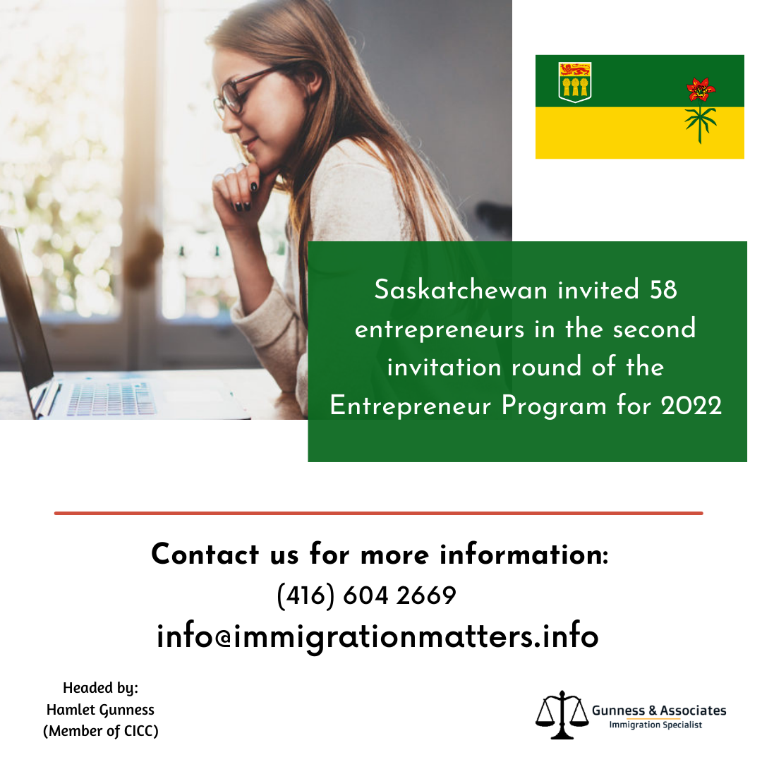 Saskatchewan invited 58 entrepreneurs in the second invitation round of the Entrepreneur Program for 2022
