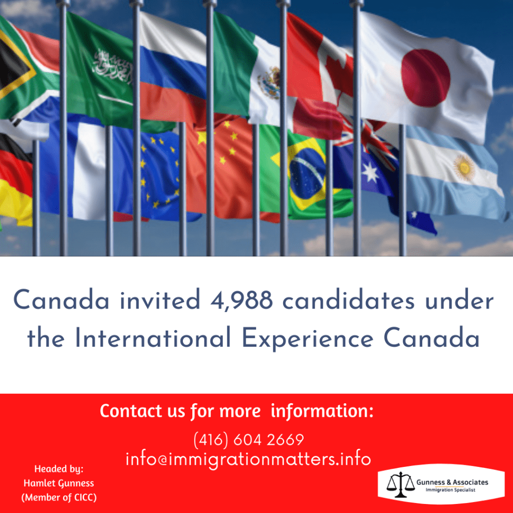 Canada invited 4,988 candidates under the International Experience Canada