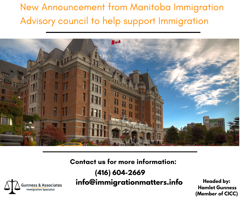 New Announcement from Manitoba Immigration Advisory council to help support Immigration