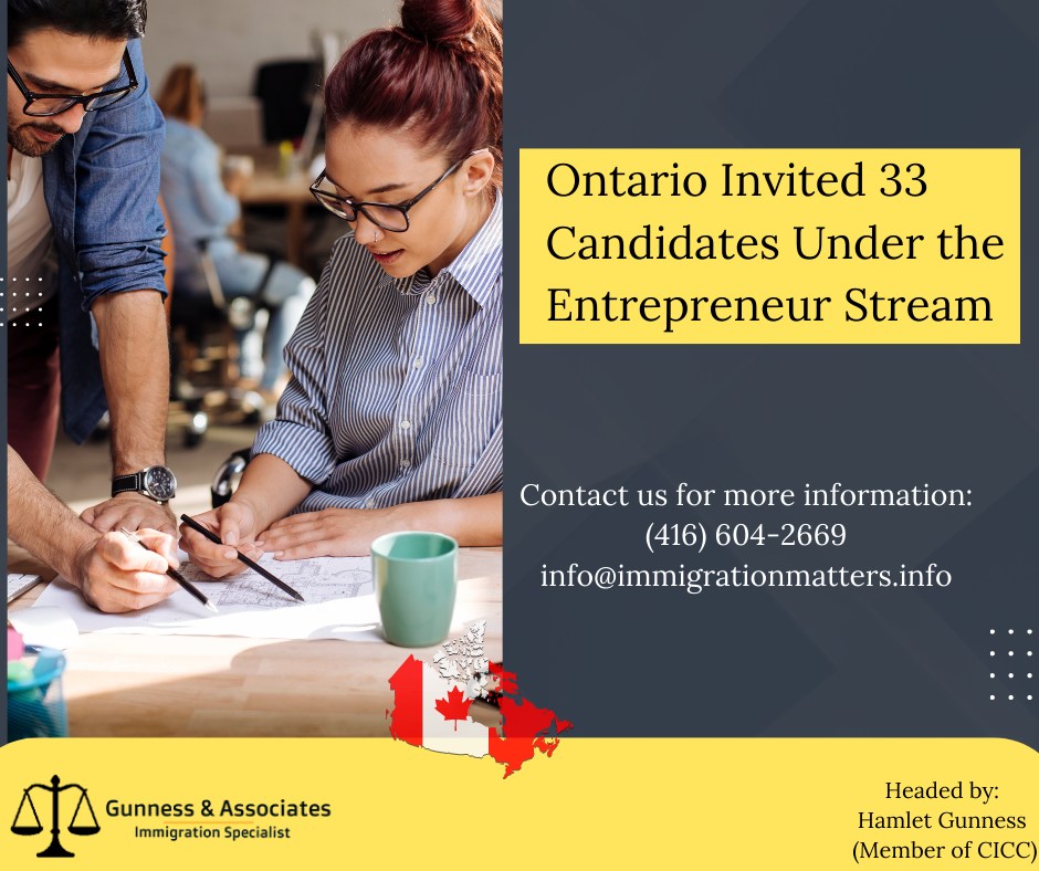 Ontario Invited 33 Candidates Under the Entrepreneur Stream (8)