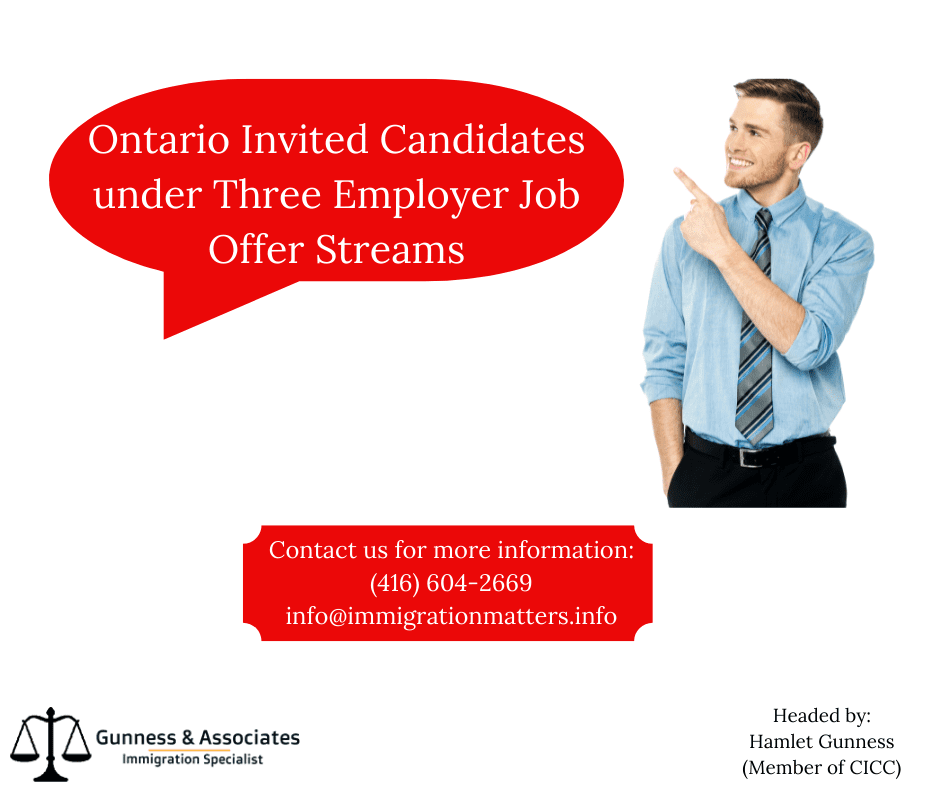 Ontario Invited Candidates under Three Employer Job Offer Streams