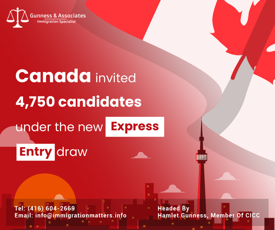 IRCC issued 4,750 Candidates Under the New Express Entry draw