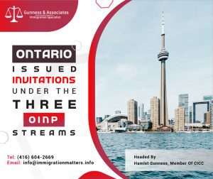 Ontario issued invitations under the 3 OINP streams