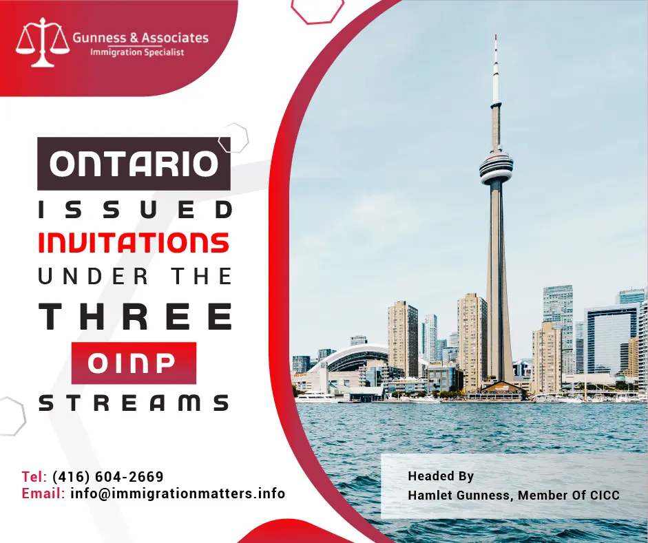 Ontario issued invitations under the 3 OINP streams