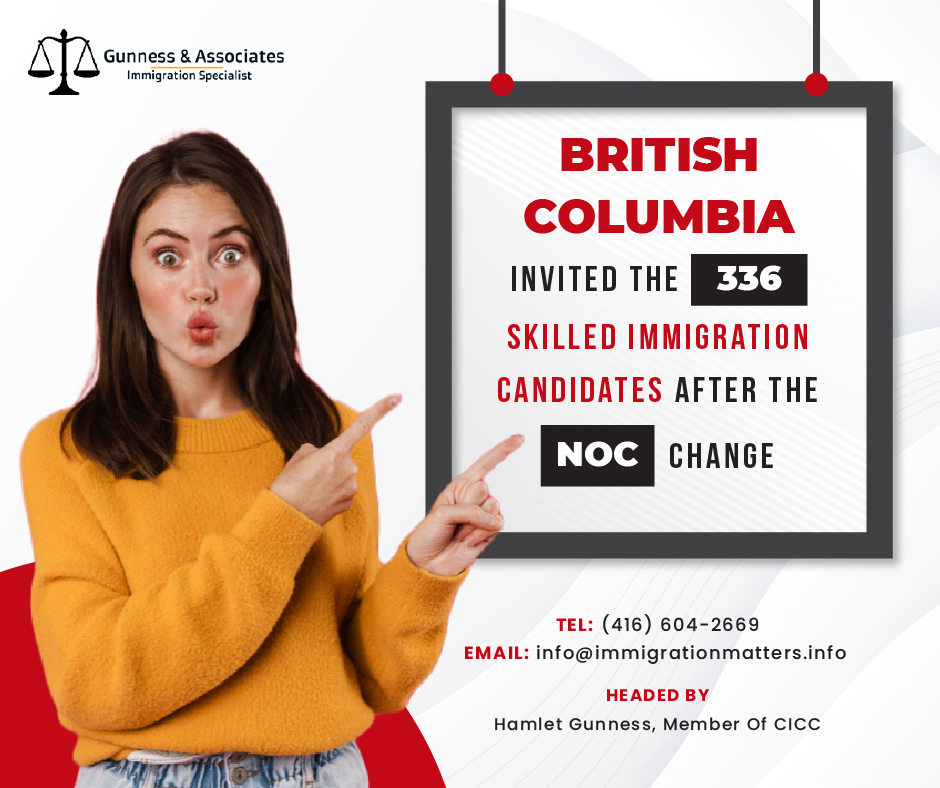 British Columbia invited 336 Skilled Immigration candidates after the NOC change