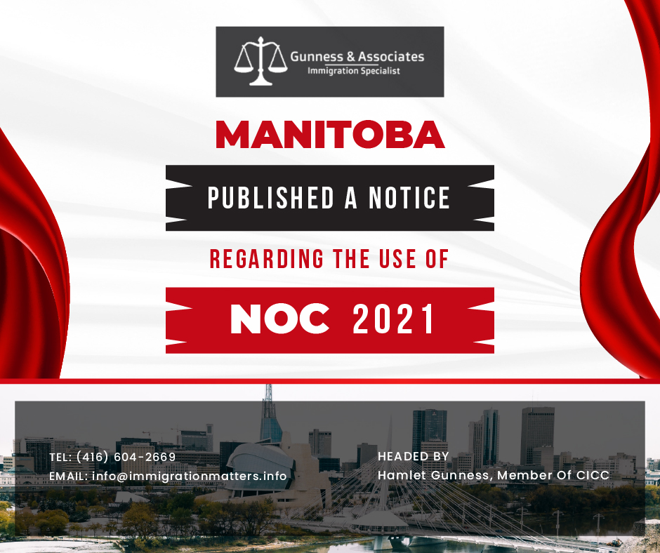 Manitoba published a notice regarding the use of NOC 2021