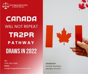 Canada will not repeat TR2PR pathway draws after the recent announcement of immigration levels, Sean Fraser, Minister of Immigration, Refugees and Citizenship Canada (IRCC), answered questions about the TR to PR pathway. In April 2022, Canada announced a new pathway, enabling existing temporary residents and workers to convert to permanent residents. 