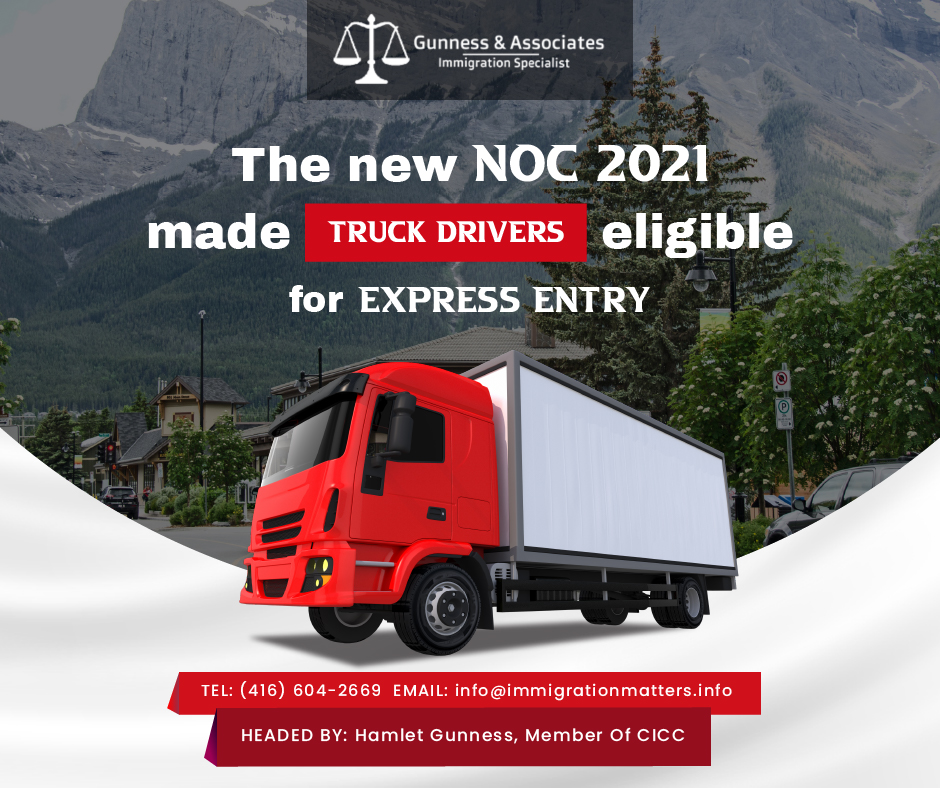 The new NOC 2021 made truck drivers eligible for Express Entry