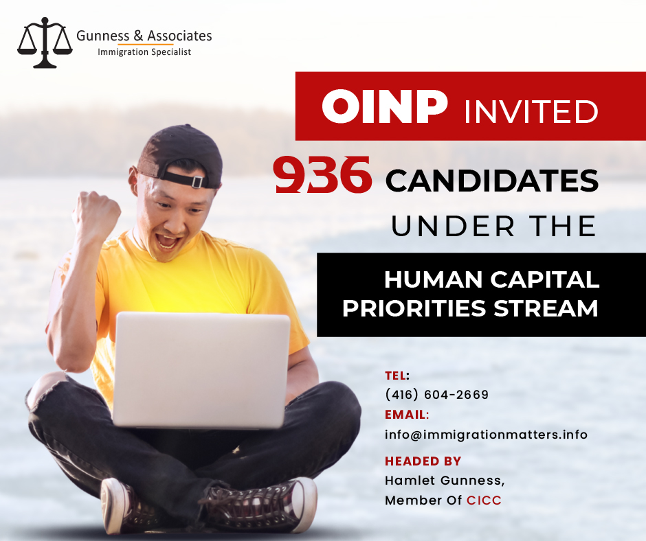 OINP Tech Draw invited 936 candidates under the Human Capital