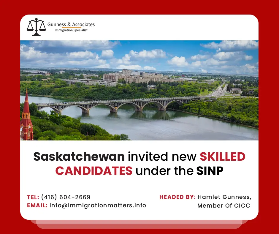 Saskatchewan invited new skilled candidates under the SINP on February 16, 2023, Saskatchewan conducted new rounds of invitations in the Saskatchewan Immigrant Nominee Program (SINP). In the Express Entry category, Saskatchewan issued 177 ITAs.  Another 243 invitations were issued to the Occupations In-Demand category candidates. The lowest score in both categories was 84 points. In addition, the SINP also invited one Ukrainian candidate with a minimum score of 65. All invited candidates had Educational Credential Assessments. In this draw, Saskatchewan invited 421 candidates under 104 different NOCs. Details of new skilled candidates draw under the SINP  On February 16, 2023, the Saskatchewan PNP draw issued 421 invitations. The table below contains the information: Date Category Lowest Score  Total candidates invited Considerations February 16, 2023 Express Entry 84 177 Invited Candidates had ECA Assessments. February 16, 2023 Occupations in Demand 84 243 Invited Candidates had Educational Credential Assessments. February 16, 2023 N/A 65 1 Invitations issued to Ukrainian residents due to the current conflict Total Invitations 421 Invited occupations in the latest SINP draw  Not all NOC occupations were invited during this Saskatchewan PNP invitation round. The NOC occupation codes that were selected for the EOI on February 16th, 2023 are listed below: 00012, 00013, 00015, 10010, 10011, 10012, 10021, 10022, 10029, 10030, 11101, 11102, 11109, 11200, 11201, 11202, 12010, 12011, 12013, 12101, 12102, 12103, 12111, 12112, 12200, 13100, 13110, 13111, 13112, 20010, 20011, 20012, 21101, 21110, 21112, 21120, 21200, 21203, 21210, 21211, 21220, 21221, 21222, 21223, 21231,21232, 21233, 21234, 21300, 21301, 21310, 21311, 21322, 22101, 22212, 22220, 22221, 22222, 22231, 22232, 22233, 22300, 22303, 22310, 31200, 31201, 32120, 32129, 33103, 40030, 41200, 41210, 41300, 41400, 41401, 41402, 41403, 41404, 41405, 41409, 42202, 43100, 60010, 60020, 62029, 62100, 62200, 63102, 63200, 63202, 70010, 70012, 70020, 72011, 72402, 72410, 73101, 80020, 80021, 82030, 90010, 92012, 92100, 93101 Saskatchewan Occupations In-Demand category  Those with training and employment experience in in-demand occupations are eligible for the Occupations In-Demand (OID) and Express Entry (EE) programs. The following National Occupational Classification (NOC) TEER levels must be met for eligible occupations: TEER 0: Management occupations TEER 1: Occupations that usually require a university degree TEER 2: Occupations that usually require a college diploma, apprenticeship training of two or more years, or supervisory experience TEER 3: Occupations that usually require a college diploma, apprenticeship training of fewer than two years, or more than six months of on-the-job training Want to know more details about “Saskatchewan invited new skilled candidates under the SINP'' you can contact one of our immigration specialists at  Gunness & Associates. Tel: (416) 604-2669  Email: info@immigrationmatters.info Gunness & Associates has helped thousands of people successfully immigrate to Canada with their families. Our skilled and experienced immigration experts have the expertise to accurately examine your case and advise you on the best method of proceeding to best serve your needs. For honest and straightforward advice, contact the experts at Gunness & Associates. Get a free Assessment  Join our newsletter and get up-to-date immigration news Click here All rights reserved ©2022 Gunness & Associate