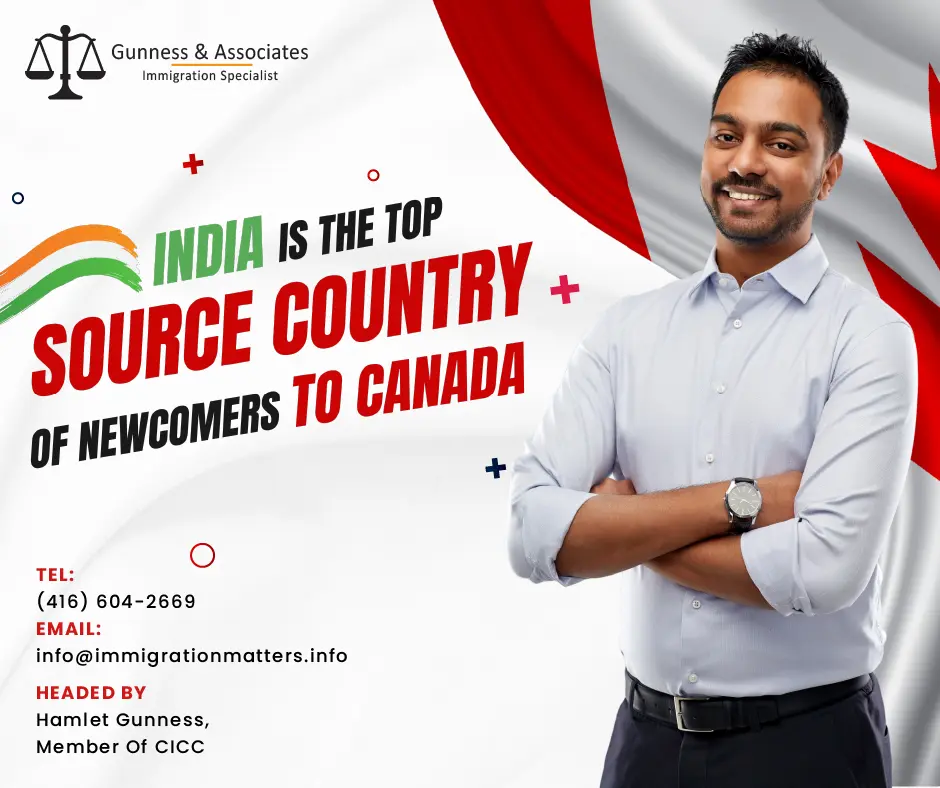 top source country of newcomers to Canada according to the new reports published by Immigration, Refugees and Citizenship Canada (IRCC), in 2022, around 46% of landed immigrants in Canada were from Asian countries. India remains the primary source of newcomers to Canada, accounting for over a quarter (25%) of all permanent residents in the country.  Last year, 118,095 Indians landed as permanent residents - an impressive six-fold increase compared to Canada’s second-highest source country for new immigrants - China. In 2022, there were only 31,815 Chinese landed immigrants in Canada. Top source country of newcomers to Canada  The countries listed below are the sources of new immigrants to Canada in 2022: Country Total immigrants for 2022 Percentage of immigrants India 118,095 27% China 31,815 7.2% Afghanistan 23,735 5.4% Nigeria 22,085 5.05% Philippines 22,070 5.04% France 14,145 3.2% Pakistan 11,585 2.6% Iran 11,105 2.5% United States of America 10,400 2.3% Syria 8,500 1.9% Provinces in Canada for Permanent Residents in 2022  In 2022, Ontario kept attracting the largest number of permanent residents, but this percentage decreased (-6.7%) from 2021 to 2022. In terms of landed immigrants, Ontario is followed by Quebec, British Columbia, Alberta, Manitoba, and Saskatchewan. In comparison to 2021, Québec increased by 3.4%, Saskatchewan by 2.2%, and Alberta by 1.4%. However, compared to 2021, immigration to British Columbia was down 3.1%. Province Permanent Residents in 2022 % of all PRs in 2022 Ontario 184,725 42.2% Quebec 68,685 15.7% British Columbia 61,215 14% Alberta 49,460 11.3% Manitoba 21,645 4.9% Saskatchewan 21,635 4.9% Nova Scotia 12,650 2.8% New Brunswick 10,205 2.3% Newfoundland and Labrador 3,490 0.7% Prince Edward Island 2,665 0.6% Yukon 455 0.1% Northwest Territories 235 0.0% Nunavut 45 0.0% China, the Philippines, and India complete the top three countries for newly arrived international students in 2022. More than half of the international students who entered Canada last year were from India. In addition, as of December 2022, there were 319,130 Indian students studying and living in Canada. India has three times as many students as China, the second-largest source country. Nearly 100,000 Chinese students were registered in Canadian universities. The largest province, Ontario, continues to welcome more than 400,000 international students. When compared to the total number of all the other Canadian provinces, this number is even higher. Additionally, this number is twice as large as British Columbia, the 2nd province. 377,785 international students were registered in educational institutions across other Canadian provinces in 2022. Want to know more details about “India is the top source country of newcomers to Canada” you can contact one of our immigration specialists at  Gunness & Associates. Tel: (416) 604-2669  Email: info@immigrationmatters.info Gunness & Associates has helped thousands of people successfully immigrate to Canada with their families. Our skilled and experienced immigration experts have the expertise to accurately examine your case and advise you on the best method of proceeding to best serve your needs. For honest and straightforward advice, contact the experts at Gunness & Associates. Get a free Assessment  Join our newsletter and get up-to-date immigration news Click here All rights reserved ©2022 Gunness & Associate