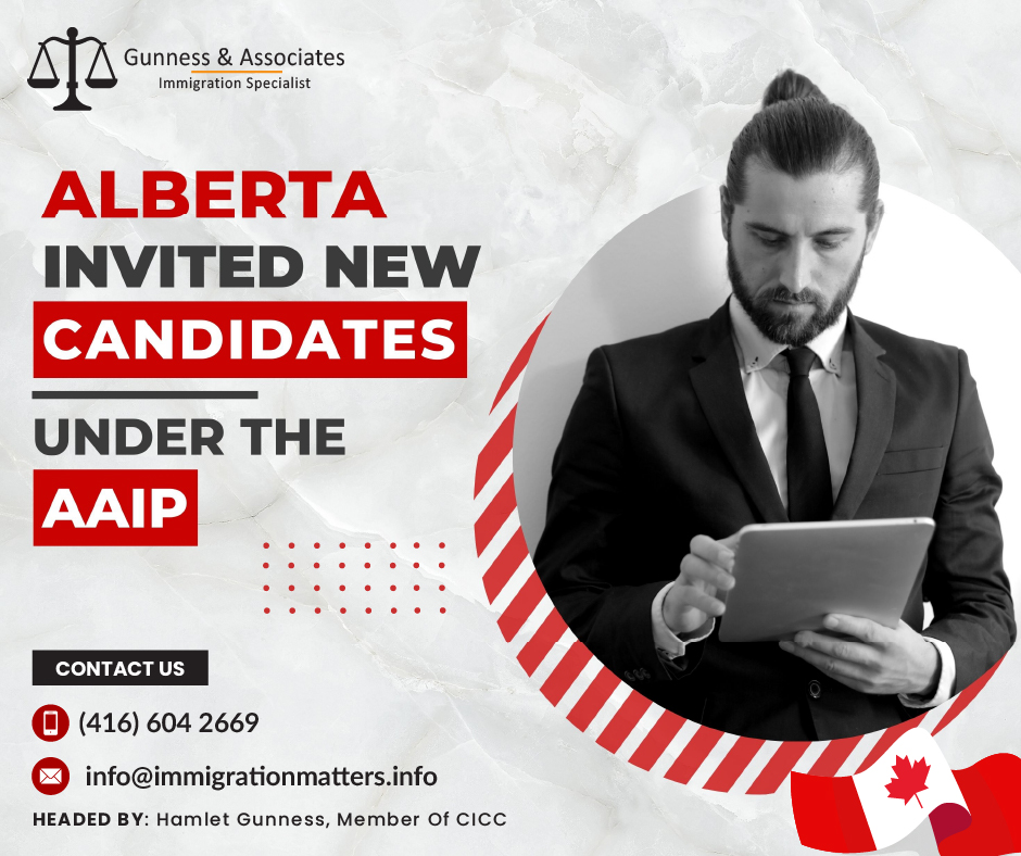 Alberta invited new candidates under the AAIP  on March 14, 2023, Immigration, Refugees and Citizenship Canada (IRCC) published a new update regarding the Alberta Advantage Immigration Program (AAIP). As of March 14, 2023, there were around 1,490 Alberta Opportunity Stream applications and 450 Expressions of Interest in the Alberta Express Entry pool. In addition, on March 9, 2023, Alberta held a new invitation round in the Alberta Express Entry Stream and issued 134 Notifications of Interest (NOI) with a minimum score of 301. In 2023, the province invited 434 Express Entry candidates to apply for a provincial nomination in the Alberta Express Entry and issued 1,292 nomination certificates.AAIP Express Entry Draws 2023 The federal Express Entry pool's candidates are reviewed regularly by the AAIP. The AAIP draws individuals from a candidate pool and asks them to submit a completed application to the AAIP based on the information regarding their profile that is easily accessible in the portal. The best alternative path to the federal Express Entry System is through the Alberta-Express Entry stream. In certain draws, the CRS (Comprehensive Ranking System) score threshold for this PNP stream is as low as only 300 points.Details of Alberta Express Entry Draws 2023 before March 14, 2023, can be found in the table below:DateNumber of Notification of Interest letters sentCRS score of lowest-ranked candidate who received NOIMarch 9, 2023134301February 16, 2023100357January 23, 2023154385January 19, 202346324Total434Also read: ALBERTA IS EXPECTING A MASSIVE RISE IN THE AAIP OVER THE NEXT THREE YEARSTHE AAIP TO WELCOME 10,000 IMMIGRANTS PER YEARCOLD LAKE CITY WANTS TO RENEW THE ALBERTA RURAL RENEWAL STREAMALBERTA UPDATED THE AAIP INVENTORYAAIP ANNOUNCED UPDATES TO ALBERTA EXPRESS ENTRY STREAM SELECTIONSAlberta Streams for WorkersFor foreign workers who are living in Alberta and working there or plan to live and work here, the AAIP provides 3 streams:Alberta Opportunity Stream
Alberta Express Entry Stream
Rural Renewal StreamAlberta Opportunity StreamTemporary foreign workers who are already working full-time in Alberta and have a full-time job offer from an Alberta employer in an eligible occupation are eligible for the Alberta Opportunity Stream. Applicants must either hold a valid LMIA (Labour Market Impact Assessment) exemption work permit or have a positive LMIA result. Also, candidates must meet minimum eligibility criteria for the type of residency and work permit, occupation, language, education, a job offer from Alberta, and work experience.Alberta Express Entry StreamA limited number of qualified applicants may be recommended by Alberta through the Express Entry system of Immigration, Refugees, and Citizenship Canada under the Alberta Express Entry Stream.Alberta Express Entry General stream: The government may ask applicants to submit applications if they demonstrate strong ties to Alberta or if they can support its priorities for economic development and diversification.Accelerated Tech Pathway: Candidates may be selected for expedited processing under the Alberta Express Entry Stream if they are hired by, or have a job offer from, an Alberta-based tech industry employer in an eligible tech occupation.Rural Renewal StreamThrough a community-driven approach that addresses local economic development needs and encourages community growth, the Rural Renewal Stream helps rural Alberta attract and keep newcomers. The Rural Renewal Stream gives rural areas the ability to attract and keep foreigners who want to live, work, and settle in their regions.Want to know more details about “Alberta invited new candidates under the AAIP” you can contact one of our immigration specialists at  Gunness & Associates.Tel: (416) 604-2669 Email: info@immigrationmatters.infoGunness & Associates has helped thousands of people successfully immigrate to Canada with their families. Our skilled and experienced immigration experts have the expertise to accurately examine your case and advise you on the best method of proceeding to best serve your needs.For honest and straightforward advice, contact the expertsat Gunness & Associates.Get a free Assessment Join our newsletter and get up-to-date immigration news Click hereAll rights reserved ©2022 Gunness & Associate