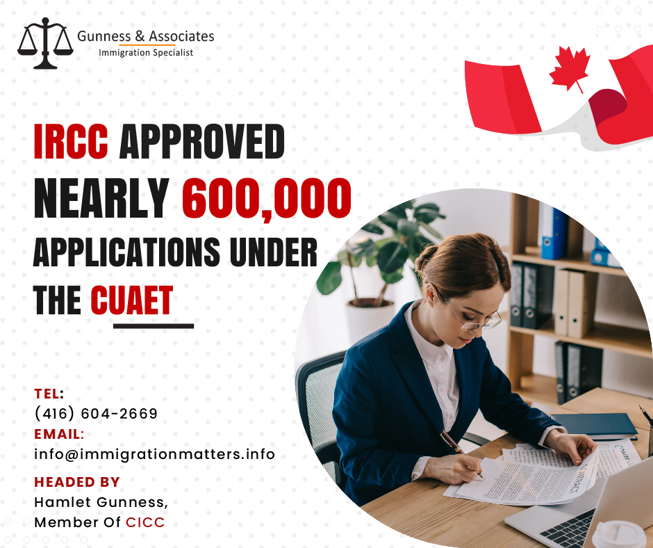IRCC approved nearly 600,000 applications under the CUAET on March 7, 2023, Immigration, Refugees and Citizenship Canada (IRCC) updated the number of Ukrainian newcomers arriving in Canada under the Canada-Ukraine authorization for emergency travel (CUAET).  According to the latest update, between January 1, 2022, and March 5, 2023, 24,382 Ukrainians arrived in Canada by land, and 153,576 Ukrainians reached by air. Between March 17, 2022, and March 2, 2023, IRCC received 903,439 applications under the CUAET. In total, IRCC has approved 592,405 applications from Ukrainian nationals. Canada-Ukraine authorization for emergency travel measures The Canada-Ukraine authorization for emergency travel (CUAET) measures has been created by IRCC in support of those affected by the Russian invasion of Ukraine in order to help Ukrainians and their family members in immigrating to Canada as soon as possible and give them the opportunity to work and study while there. The CUAET measures also provide people already residing in Canada with the option to extend their visitor status, work visa, or study permit so they can continue their stay temporarily. Canada-Ukraine authorization for emergency travel (CUAET)  One of the many unique measures the Canadian government has taken to help the people of Ukraine is the Canada-Ukraine authorization for emergency travel (CUAET). It offers free, extended temporary status to Ukrainians and their families, enabling them to live, work, and study in Canada until it is safe for them to return home. They can enter Canada and stay there for up to three years with the CUAET. Who can apply for CUAET?  Ukrainian nationals, as well as their family members, such as their spouse, common-law partner, children, and children of their children, as well as children of a dependent child of a Ukrainian nation. Benefits and features of the CUAET  Ukrainians and their families coming to Canada from overseas:  can apply for a free visitor visa and may be granted permission to remain in Canada for 3 years as compared to the typical six-month permitted stay for visitors. have the opportunity to submit a free open work permit application along with their visa application, allowing them to find work as soon as possible. will have their electronic visa application processed in 14 days for typical, non-complex cases after submitting a complete application. Want to know more details about “Canada remains one of the top immigration destinations” you can contact one of our immigration specialists at  Gunness & Associates. Tel: (416) 604-2669  Email: info@immigrationmatters.info Gunness & Associates has helped thousands of people successfully immigrate to Canada with their families. Our skilled and experienced immigration experts have the expertise to accurately examine your case and advise you on the best method of proceeding to best serve your needs. For honest and straightforward advice, contact the experts at Gunness & Associates. Get a free Assessment  Join our newsletter and get up-to-date immigration news Click here All rights reserved ©2022 Gunness & Associate
