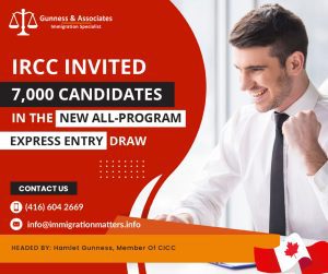 On March 23, 2023, IRCC issued 7,000 Invitations to Apply (ITA) to candidates under the new all-program Express Entry draw. In this draw, IRCC continued inviting candidates under all immigration programs. In round #244, the cut-off score was 484 points, six points fewer than in the previous all-program draw. It was the lowest all-program CRS score since December 2020. The tie-breaking rule for this round was May 19, 2022, at 06:48:41 UTC. As of March 22, 2023, there are 240,146 profiles registered in the Express Entry pool, 4,975 fewer than the previous update. In 2023, Canada issued 30,559 ITAs through Express Entry.Candidates for Federal Skilled Worker Program (FSWP), Federal Skilled Trades Program (FSTP), and Canadian Experience Class received a total of 7,000 ITAs (CEC). The CRS score needs to be at a minimum of 484 to be invited to apply for Canada PR. CRS Score distribution for the new all-program Express Entry draw The latest all-program Express Entry draw was held On March 23, 2023, CRS score distribution for this draw is given below in the table:CRS score rangeNumber of profiles registered601-1200310501-600534451-50063,666491-500444481-49012,001471-48020,955461-47016,863451-46013,403401-45061,343441-45012,720431–44013,300421-43010,696411-42011,925401-41012,682351-40071,424301-35037,2080-3005,681Total240,146Also Read:IRCC held a new all-program Express Entry draw on March 15, 2023Those who have been invited to apply may do so in complete, along with any necessary supporting documents, within 60 days. If the application is approved by the IRCC, they will be handed a Canada permanent residency visa.Express Entry draws 2023Express Entry Draws so far held in 2023 till March 23, 2023, are:DateExpress Entry draw NumberCRS cut-off scoreInvitations issued23 March 2023244484700015 March 202324349070002 March 2023242748667(PNP-specific)15 February 2023241791699(PNP-specific)2 February 20232404893300(FSWP-specific)1 February 2023239733893(PNP-specific)18 January 2023238490550011 January 20232375075500How can you increase your CRS Score for Express Entry?Can you achieve a CRS score of 490 or higher for Express Entry?  how those the Express Entry works, the CRS (Comprehensive Ranking System) score is a points-based system that the Canadian government uses to rank Express Entry Applicants based on factors such as:Age
Education
Language Ability
Work Experience, and
AdaptabilityWant to know more details about “IRCC invited 7,000 candidates in the new all-program Express Entry draw” you can contact one of our immigration specialists at  Gunness & Associates.Overview of Express Entry Express Entry is the system used by Immigration, Refugees and Citizenship Canada (IRCC) to manage the intake of applications for economic immigration submitted on or after January 1, 2015, for the following classes:Federal skilled worker class (FSWC);
Federal skilled trades class (FSTC);
Canadian experience class (CEC); and
a portion of the provincial nominee class (PNC).Tel: (416) 604-2669 Email: info@immigrationmatters.infoGunness & Associates has helped thousands of people successfully immigrate to Canada with their families. Our skilled and experienced immigration experts have the expertise to accurately examine your case and advise you on the best method of proceeding to best serve your needs.For honest and straightforward advice, contact the expertsat Gunness & Associates.Get a free Assessment Join our newsletter and get up-to-date immigration news Click hereAll rights reserved ©2022 Gunness & Associate