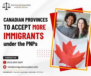 Canadian provinces to Welcome more immigrants via PNPs, Canada expects to accept more newcomers through provincial nominee programs (PNPs) in the coming years. This year, Canada provided provinces with multi-year allocation plans for the first time. The plan includes an unprecedented 44 percent growth in PNP allocations for 2023 and offers potential numbers for 2024 and 2025. Despite the Federal Government's decision not to release the Multi-Year Allocation Plan publicly, many provinces have taken matters into their own hands and made these allocations available on their websites. Alberta, Manitoba, Saskatchewan, and Alberta have already provided their PNP allocations for the following years.Canada expects to accept more newcomers through provincial nominee programs (PNPs) in the coming years. This happens at a time when it is expected that over 105,000 immigrants will come to Canada through the PNP each of the next three years. In fact, according to the Immigration Levels Plan 2023–2025, 105,500 Canadian immigrants will come to the country under the PNP this year and 117,500 are expected to do so by 2025.Details of Provinces to Welcome more immigrants via PNPs One of the provinces that just revealed the number of nominations it anticipates this year and in the years to come is Alberta. Alberta will be able to present 9,750 nominees in 2023 as compared to 6,500 in 2022. The province expects to be able to issue 10,140 nominations in 2024 and 10,849 nominations in 2025 following it.Also revealing its allocations for 2023 is Manitoba, which claimed a 50% rise to 9,500 nominations.Saskatchewan received 7,250 nominations, the most it has ever received. According to the province, this rise will result in 18,000 newcomers, including nominees, their spouses, and dependents, this year. In 2024 and 2025, accordingly, Saskatchewan expects 8,000 and 8,500 nominees.PNPs Multi-Year Allocation Plan The Canadian Museum of Immigration in Halifax, Nova Scotia held a meeting of the Forum of Ministers Responsible for Immigration (FMRI) on March 10, 2022, to continue discussions on the future of immigration in Canada. The progress made in improving the capacity of Canada's immigration system to meet economic and regional needs pleased the ministers, who focused on promoting collaborative efforts to tackle pan-Canadian immigration priorities.Ministers discussed ways to speed up the application processing process, reduce duplication, and give provinces and territories greater authority over provincial nominee programs (PNPs) as a follow-up to the July meeting. The economic immigrant selection was also a subject of discussion. The first-ever multi-year allocation plan of IRCC, which calls for an exceptional 44% increase in PNP allocations for 2023, was warmly welcomed by ministers. Also, the plan includes notional allocations for 2024 and 2025.PNP Programs For those who want to immigrate to a specific Canadian province or territory, the provincial nominee programs (PNPs) offer a pathway to permanent residence in Canada. Every province and territory in Canada has its own PNP that corresponds to its own economic and demographic needs.This program is for workers who:have the skills, education, and work experience needed to boost the economy of a specific province or territory
want to live in that province and
want to become permanent residents of CanadaWant to know more details about “Canadian provinces to Welcome more immigrants via PNPs” you can contact one of our immigration specialists at  Gunness & Associates.Tel: (416) 604-2669 Email: info@immigrationmatters.infoGunness & Associates has helped thousands of people successfully immigrate to Canada with their families. Our skilled and experienced immigration experts have the expertise to accurately examine your case and advise you on the best method of proceeding to best serve your needs.For honest and straightforward advice, contact the expertsat Gunness & Associates.Get a free Assessment Join our newsletter and get up-to-date immigration news Click hereAll rights reserved ©2022 Gunness & Associate