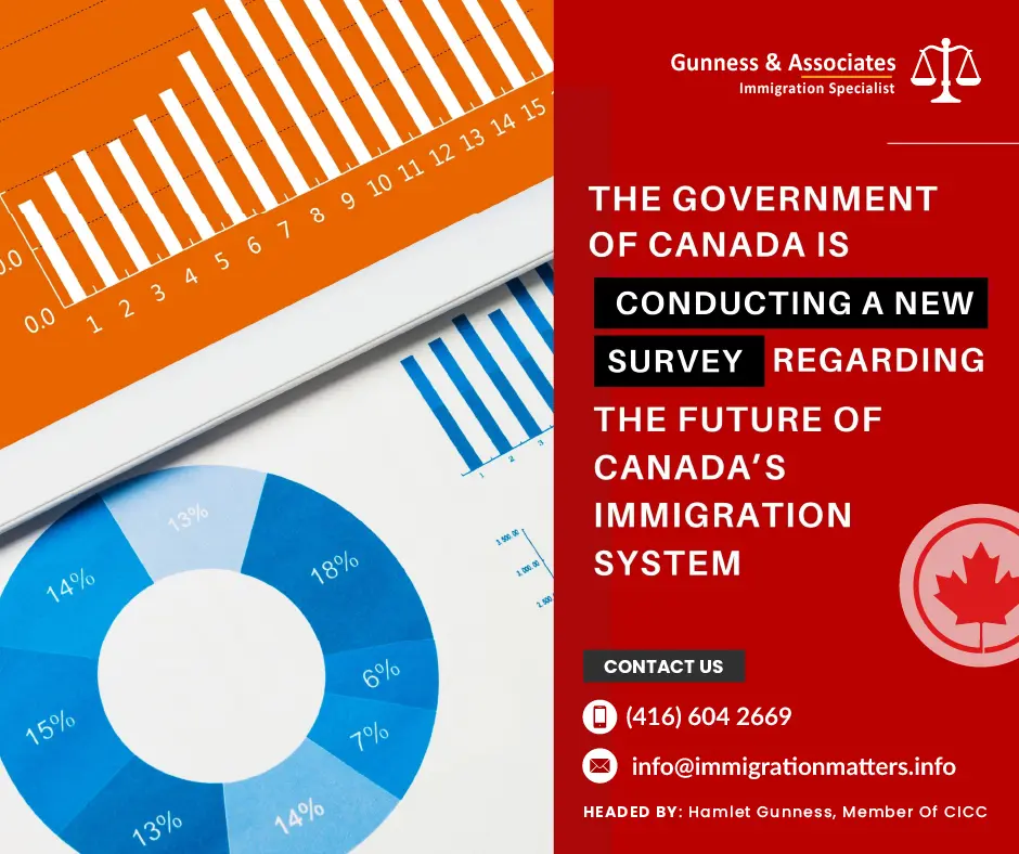On March 27, 2023, The Government of Canada launched the Immigration System for the future of Canada's immigration system. This innovative initiative seeks to understand the perspectives of various partners and stakeholders to shape a vision of how immigration can empower communities across Canada. As part of this initiative, the Government will review current policies and programs while gathering insights from all involved parties. From March 27 to April 27, 2023, anyone interested in immigration can participate in the survey. Interested individuals can access the 15-minute anonymous survey online.The Honourable Sean Fraser, Minister of Immigration, Refugees, and Citizenship stated:"We have the opportunity to consult with clients, stakeholders, and individuals experienced with immigration in Canada in order to get your feedback on the best ways to serve and strengthen our communities from coast to coast. I urge everyone in Canada to take the time to share their thoughts and opinions with us so that we can create an immigration system that will benefit Canada for many years to come.”Establishing a strong immigration system that benefits all stakeholders requires cooperation. The government cannot develop policies and programs in a silo and expect all Canadians to benefit from them. In order to fully understand their needs and perspectives, it must instead interact with stakeholders from all tiers of government, business, academia, settlement organizations, and clients. The government can design an immigration system that is suited to the requirements of its people and its economy by doing this.Want to know more details about “The Government of Canada is conducting a new survey regarding the future of Canada’s immigration system” you can contact one of our immigration specialists at Gunness & Associates.Tel: (416) 604-2669 Email: info@immigrationmatters.infoGunness & Associates has helped thousands of people successfully immigrate to Canada with their families. Our skilled and experienced immigration experts have the expertise to accurately examine your case and advise you on the best method of proceeding to best serve your needs.For honest and straightforward advice, contact the expertsat Gunness & Associates.Get a free Assessment Join our newsletter and get up-to-date immigration news Click hereAll rights reserved ©2022 Gunness & Associate