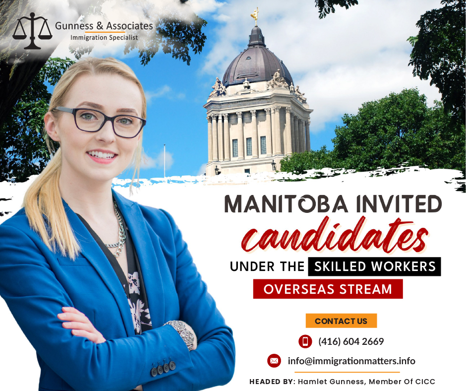 On April 27, 2023, Manitoba held a new invitation round in the MPNP. In EOI draw #177, the MPNP under the Skilled Workers Overseas stream and issued 558 LAAs to eligible candidates (344 to Express Entry candidates). The lowest score in the SWO category was 616 points, 103 points fewer than in the previous draw. In general, the MPNP invites candidates under three streams: Skilled workers in Manitoba, SWO, and the International Education Stream. In this round of invitations, Manitoba held an SWO-only draw. In 2023, MPNP invited 4,439 candidates, and 951 of them received invitations in the Express Entry.Draws of Manitoba PNP Skilled Worker Overseas in 2023The details for Manitoba PNP skilled worker overseas draws held in 2023 till April 27, 2023, are given in the table below;DateCutoff ScoreApril 27, 2023616April 20, 2023719April 6, 2023708March 23, 2023708March 9, 2023666February 23, 2023721February 9, 2023709January 26, 2023713January 12, 2023713Manitoba Skilled Workers Overseas stream The Manitoba Provincial Nominee Program (MPNP), a Provincial Nominee Program (PNP) run by the province of Manitoba, is made up of a number of immigration streams and is known as Manitoba Skilled Workers Overseas (SWO). Three immigration streams under Manitoba Skilled Workers Overseas target at foreigners with the skills and experience necessary to contribute substantially to Manitoba's workforce.The Skilled Worker Overseas (SWO) pathway recommends candidates who can prove they have a solid connection to Manitoba by:the support of family members or friends;
previous education or work experience in the province; or
an Invitation to Apply received directly from the MPNP as part of a Strategic Recruitment Initiative.Manitoba Expression of Interest (EOI) The pathways under the Skilled Worker Stream and International Education Stream belong to the Expression of Interest (EOI) ranking system. The first step in applying for immigration to Manitoba under the Manitoba Provincial Nominee Program (MPNP) is to submit an EOI. Six criteria are taken into consideration when determining a candidate's EOI ranking: language proficiency, age, work experience, education, adaptability, and risk.Want to know more details about “British Columbia invited skilled candidates and tech workers” you can contact one of our immigration specialists at  Gunness & Associates.Tel: (416) 604-2669 Email: info@immigrationmatters.infoGunness & Associates has helped thousands of people successfully immigrate to Canada with their families. Our skilled and experienced immigration experts have the expertise to accurately examine your case and advise you on the best method of proceeding to best serve your needs.For honest and straightforward advice, contact the expertsat Gunness & Associates.Get a free Assessment Join our newsletter and get up-to-date immigration news Click hereAll rights reserved ©2023 Gunness & Associates