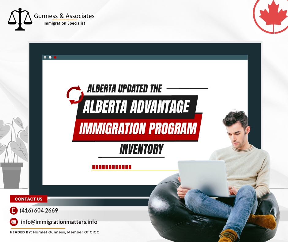 On June 20, 2023, Alberta published the Latest Updates on the AAIP inventory. According to the new update, there were around 676 Alberta Opportunity Stream applications, 
245 Rural Renewal Stream applications, 
216 Accelerated Tech Pathway applications, 
217 Family Connection Stream applications, 
76 applications from priority sectors, and 
less than ten applications under the Dedicated Healthcare Pathway. Immigration, Refugees and Citizenship Canada (IRCC) allocated a quota of 9,750 nominations to Alberta for 2023 under the AAIP. This year, Alberta invited 584 candidates and issued 5,007 nomination certificates.Application volumes and processing Updates on the AAIP inventoryYou can find out how long it takes AAIP to process a whole application for each AAIP stream or pathway by looking for common processing times, dates, and application volumes. "Assessing" indicates that an AAIP officer has been tasked with evaluating an application to figure out whether it qualifies.The following are the primary factors taken into consideration when processing AAIP applications:completeness, eligibility, outdated information, or documents in the application. 
applications received in number.
the day when the application was submitted.
strategic priorities based on data on the labor market and economic growth.
how many nomination certificates are still valid for the year?Read AAIP Inventory updates on April 19, 2023A list of allocations for 2023 by AAIP stream or pathwayNon-Express Entry Streams – Allocations 4,875Expected allocationAlberta Opportunity Stream4,240Rural Renewal Stream630All (4) Entrepreneur streams5Express Entry Stream and Pathways – Allocations 4,875Family Connection and Occupation in Demand1,219Accelerated Tech Pathway1,219Dedicated Healthcare Pathway1,462Sector Priorities (that is, construction, agriculture, hospitality, and tourism)975Total allocations:9,750Join our RSS Feed Want to know more details about the “Latest Updates on the AAIP inventory” you can contact one of our immigration specialists at  Gunness & Associates.Tel: (416) 604-2669 Email: info@immigrationmatters.infoGunness & Associates has helped thousands of people successfully immigrate to Canada with their families. Our skilled and experienced immigration experts have the expertise to accurately examine your case and advise you on the best method of proceeding to best serve your needs.For honest and straightforward advice, contact the expertsat Gunness & AssociatesGet a free Assessment Join our newsletter and get up-to-date immigration news Click hereAll rights reserved ©2023 Gunness & Associates