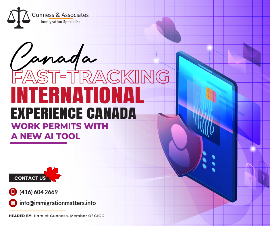 On November 7, 2023, Immigration, Refugees and Citizenship Canada (IRCC) enhanced the processing of International Experience Canada work permits through expanded automation. A new tool will triage applications based on complexity and approve eligibility for routine applications, increasing efficiency and supporting the growth of the IEC. This tool, part of IRCC’s commitment to technology, undertakes most clerical tasks and directs applications to officers based on their expertise. The new tool will identify routine applications for streamlined processing, with final decisions made by an officer.The use of automated tools is part of IRCC's commitment to responsibly using technology to build a stronger immigration system for all of our clients. The tools are examined on a regular basis by IRCC to ensure that they work as intended and that the results are consistent with applications that receive a full human review.The IEC work permit tool's triage function handles the majority of the clerical and repetitive tasks associated with sorting applications, allowing officers to focus on assessing applications and making final decisions. The tool triages applications using rules created by experienced IRCC officers and based on the program's legislative and regulatory criteria. Based on office capabilities and officer expertise, files are routed to officers for further processing.Using criteria developed by officers, the tool's eligibility function identifies routine applications for streamlined processing. The file is subsequently sent to an officer who will decide whether the applicant is admissible to Canada. Applications whose eligibility is not automatically approved may still be manually approved after being reviewed by an officer. Only an IRCC officer has the authority to refuse an application; the automated tool does not refuse or recommend refusal.IRCC is committed to developing and deploying data-driven technologies responsibly, in accordance with privacy requirements and human rights protection. As part of this work, and in accordance with Canada's Treasury Board Directive on Automated Decision-Making, an algorithmic impact assessment (AIA) of the tool used to process IEC work permit applications was completed. Join our RSS Feed Want to know more details about “Canada fast-tracking International Experience Canada Work Permits with a new AI tool” you can contact one of our immigration specialists at  Gunness & Associates.Tel: (416) 604-2669 Email: info@immigrationmatters.infoGunness & Associates has helped thousands of people successfully immigrate to Canada with their families. Our skilled and experienced immigration experts have the expertise to accurately examine your case and advise you on the best method of proceeding to best serve your needs.For honest and straightforward advice, contact the expertsat Gunness & AssociatesGet a free Assessment Join our newsletter and get up-to-date immigration news Click hereAll rights reserved ©2023 Gunness & Associates