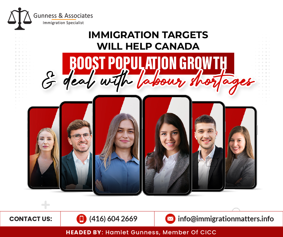 Canada Immigration is crucial for Canada's growth, with about 23% of the population being immigrants, the highest among the G7. The 2024 Canada immigration target is 485,000, 1.2% of Canada's population. Canada's working population is declining, with the current ratio of workers to seniors at 3:1, expected to drop to 2:1. 