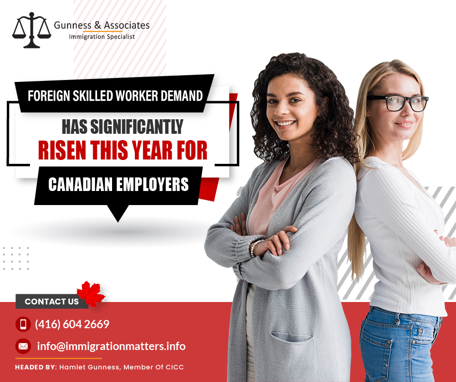 Western Canadian employers seeking overseas skilled workers have seen a significant rise this year, with a 39% increase in LMIA applications nationwide and 83% in Western Canada.Yukon is the sole exception, with a slight decrease. Nunavut had the highest application growth, followed by Northwest Territories, Manitoba, and Saskatchewan. LMIA processing times are slow, with Alberta having the longest. This is because fewer applications are in priority processing streams.Efforts have been made to modernize the Temporary Foreign Worker Program, including distributing files across the national network, moving away from paper applications, and simplifying applications for compliant employers through the Recognized Employer Pilot.The Recognized Employer PilotThe Recognized Employer Pilot (REP) is a two-phase, three-year pilot project. Applications for positions on the Phase 1 REP occupations list will be accepted starting September 12, 2023. Phase 2 applications will be accepted beginning in January 2024. The phase you apply for will be determined by the position you are attempting to fill.The REP provides a streamlined process for employers who:Access the TFWP regularly to fill positions in high-demand fields from the REP occupations list, and
meet the highest standards for working and living conditions and worker protection.Phase 1 REP occupations are:NOC 85100	Livestock laborers
NOC 85101	Harvesting labourers
NOC 84120	Specialized livestock workers and farm machinery operators
NOC 85103	Nursery and greenhouse labourersThese occupations have been determined to be in high demand and to have a shortage of domestic labor.Labor Market Assessment (LMIA)A Labour Market Impact Assessment (LMIA) is a document that a Canadian employer may require before hiring a foreign worker. A positive LMIA will demonstrate the need for a foreign worker to fill the position. It will also demonstrate that no Canadian citizen or permanent resident is available for the position. A positive LMIA is also known as a confirmation letter. Once the LMIA is obtained by the employer, the worker can apply for a work permit.Join our RSS FeedWant to know more details about the “Foreign skilled worker demand has risen this year for Canadian employers” you can contact one of our immigration specialists at  Gunness & Associates.Tel: (416) 604-2669
Email: info@immigrationmatters.infoGunness & Associates has helped thousands of people successfully immigrate to Canada with their families. Our skilled and experienced immigration experts have the expertise to accurately examine your case and advise you on the best method of proceeding to best serve your needs.For honest and straightforward advice, contact the experts
at Gunness & AssociatesGet a free AssessmentJoin our newsletter and get up-to-date immigration news Click hereAll rights reserved ©2023 Gunness & Associates
