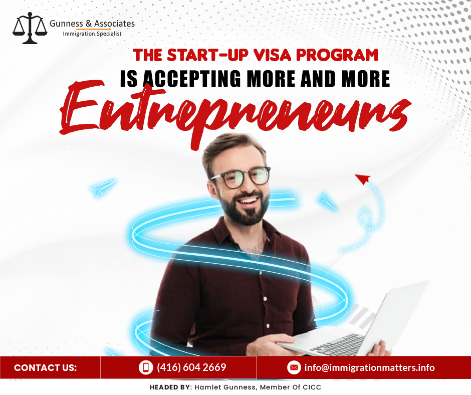 October saw a resurgence in immigrant entrepreneurship via the Canada Start-Up Visa program, with data suggesting 1,200 new permanent residents by year's end. In October, 200 new permanent residents arrived via SUV, a 37.9% increase from September's 145. This rise followed a 17.1% drop from August to September. The IRCC has significantly increased planned admissions for Start-Up Visa applicants, with numbers set to increase to 3,500, 5,000, 6,000, and 6,000 in 2023, 2024, 2025, and 2026, respectively. As of October, 1,000 new permanent residents arrived via SUV in 2021, setting the pace for possibly 1,200 by year's end. This would be a 108.7% increase from the 575 new residents in 2020. Ontario and British Columbia are the most popular destinations for these entrepreneurs.At the end of this year's first ten months, the program welcomed 635 new permanent residents to Ontario, and 240 new immigrants had arrived in British Columbia.In the first ten months of this year, Manitoba welcomed 95 immigrant entrepreneurs through the SUV, while Alberta had added 20 new permanent residents through the program by the end of October, signifying no change from the previous month.Canada Start-up Visa ProgramEntrepreneurs eyeing Canada’s Start-Up Visa program can anticipate a wealth of opportunities, with Canada's commitment to innovation and economic development creating an environment ripe for success. The program not only facilitates permanent residency but also provides a launching pad for individuals to turn their groundbreaking ideas into thriving businesses. Canada's Start-Up Visa program stands as a beacon for immigrant entrepreneurs, offering a pathway to permanent residency and the chance to contribute to one of the world's most dynamic and inclusive economiesThe start-up visa program may make it possible for entrepreneurs to immigrate to Canada. Canada is on a search for bright entrepreneurs who are eager to start businesses that will boost its economy and offer job opportunities to its citizens. The Start-up Visa Program in Canada encourages immigrant business owners who have the skills and ability to start successful businesses in Canada:are innovative
can create jobs for Canadians
can compete on a global scaleJoin our RSS Feed If you want to know more details about the “Canada Start-Up Visa program is accepting more and more entrepreneurs" you can contact one of our immigration specialists at  Gunness & Associates.Tel: (416) 604-2669 Email: info@immigrationmatters.infoGunness & Associates has helped thousands of people successfully immigrate to Canada with their families. Our skilled and experienced immigration experts have the expertise to accurately examine your case and advise you on the best method of proceeding to serve your needs.For honest and straightforward advice, contact the expertsat Gunness & AssociatesGet a free Assessment Join our newsletter and get up-to-date immigration news Click hereAll rights reserved ©2023 Gunness & Associates