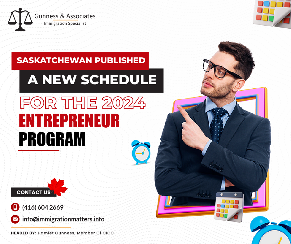 On December 27, 2023, the Saskatchewan Immigrant Nominee Program (SINP) Entrepreneur program updated the Expression of Interest (EOI) pool selection schedule for the 2024 entrepreneur program. The province will conduct the EOI pool selections on January 11, April 11, July 11, and October 10, 2024. According to the new update, candidates cannot change their business plans after applying to the program.They also cannot change their Business Performance Agreement after the SINP approval. In 2023, Saskatchewan held six business draws and invited 209 entrepreneurs.Saskatchewan Entrepreneur EOI SystemThe Saskatchewan economy provides long-term opportunities for entrepreneurs looking to start a new business or buy an existing one.Consider applying for the Saskatchewan Immigrant Nominee Program - Entrepreneur and Farm Categories if you are an experienced business person who meets the program criteria.The EOI is not a formal application; rather, it expresses your interest in the SINP. By providing information on your experience, assets, and a Business Establishment Plan (BEP), you can indicate your interest in running a business and living in Saskatchewan.Candidates who meet the eligibility requirements will be added to the candidate pool for the EOI.
EOIs are scored and ranked using the Points Grid after they are submitted.Join our RSS Feed If you want to know more details about the “Saskatchewan published a new schedule for the 2024 Entrepreneur program" you can contact one of our immigration specialists at  Gunness & Associates.Tel: (416) 604-2669 Email: info@immigrationmatters.infoGunness & Associates has helped thousands of people successfully immigrate to Canada with their families. Our skilled and experienced immigration experts have the expertise to accurately examine your case and advise you on the best method of proceeding to serve your needs.For honest and straightforward advice, contact the expertsat Gunness & AssociatesGet a free Assessment Join our newsletter and get up-to-date immigration news Click hereAll rights reserved ©2023 Gunness & Associates