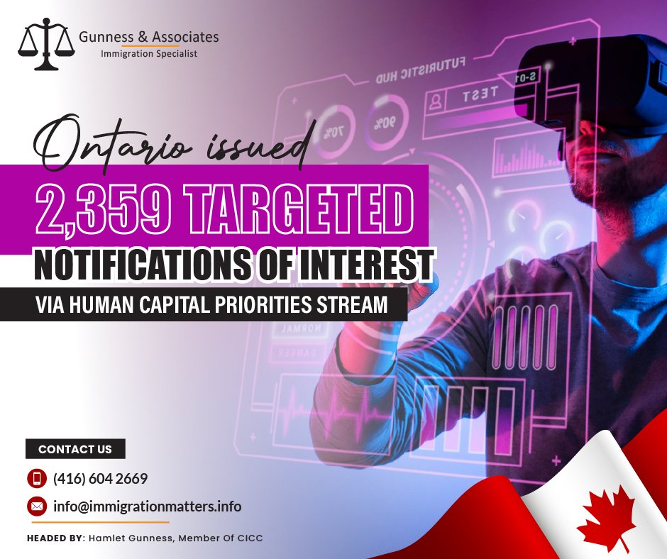 On December 14, 2023, the Ontario Immigrant Nominee Program (OINP) conducted an invitation draw under the HCP Stream. The OINP issued 2,359 targeted Notifications of Interest (NOIs) to tech professionals with work experience in 15 National Occupational Classification (NOC) codes. 