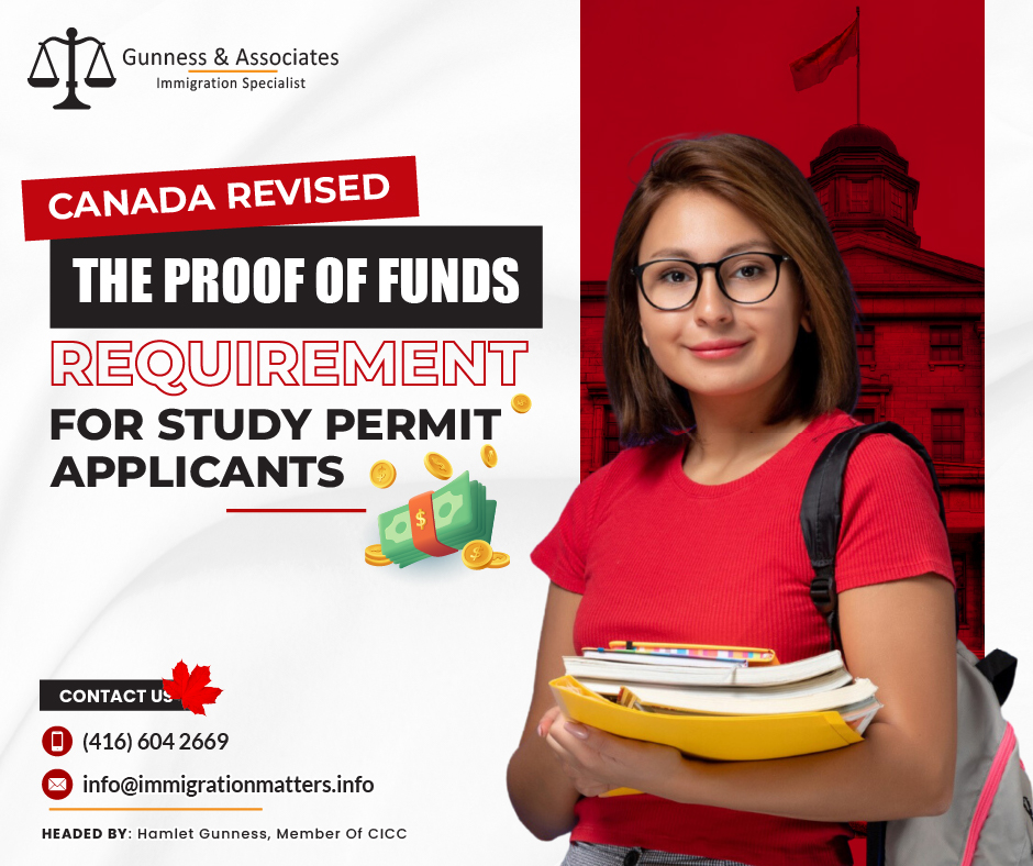 On December 7, 2023, Canada revised the Proof of Funds requirement for study permit applicants. Marc Miller, the Minister of Immigration, Refugees and Citizenship Canada (IRCC), announced an increase in the financial requirement for study permit applicants. Based on the annual update of the low-income cut-off (LICO), this adjustment ensures students are financially prepared for life in Canada. The requirement, unchanged since the early 2000s, has become inadequate. For 2024, a single applicant must show they have $20,635, plus first-year tuition and travel costs. The change applies to new study permit applications from January 1, 2024.Furthermore, the exemption from working hour restrictions that were previously scheduled to end on December 31 for international students has been extended until April 30, 2024. This makes it possible for students to work more than 20 hours a week during the winter semester off campus. Additionally, Minister Miller gave updates on a few short-term measures related to work permits after graduation. About the Study PermitsThe study permit is a document that we issue to foreign nationals that allows them to study at designated learning institutions (DLIs) in Canada. To study in Canada, most foreign nationals require a study permit. Before you apply, make sure you have all of the necessary documents. You must apply before traveling to Canada.Your study permit does not serve as a visa. A visitor visa or an electronic travel authorization (eTA) may also be required. If your study permit is approved, you'll get one along with it.Join our RSS Feed If you want to know more details about “Ottawa held a new Express Entry draw for Francophone candidates” you can contact one of our immigration specialists at  Gunness & Associates.Tel: (416) 604-2669 Email: info@immigrationmatters.infoGunness & Associates has helped thousands of people successfully immigrate to Canada with their families. Our skilled and experienced immigration experts have the expertise to accurately examine your case and advise you on the best method of proceeding to serve your needs.For honest and straightforward advice, contact the expertsat Gunness & AssociatesGet a free Assessment Join our newsletter and get up-to-date immigration news Click hereAll rights reserved ©2023 Gunness & Associates