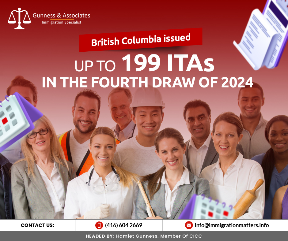 British Columbia issued up to 199 ITAs in the fourth BC PNP draw of 2024 On January 30, 2024, the Government of British Columbia held new invitation draws under the Britis