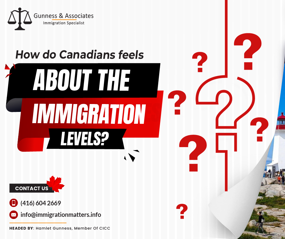 In 2023, Canada's population reached 40 million, with a 2.7% growth due to immigration. Historically, Canadians have held positive views toward immigrants, with Canada ranked as the most accepting country for immigrants in 2019. Over the last few decades, Canadians' attitudes toward immigrants and immigration have been more positive than negative. On Gallup's Migrant Acceptance Index in 2019, Canada was ranked the most welcoming country for immigrants (out of 145 countries).People were asked if they thought it was good or bad for immigrants to live in their country, become neighbors, and marry into their families. Gallup then ranked each country on a scale from 0 to 9 and created an index based on the responses. Lower scores indicated that the nation was less accepting of migrants, and higher scores indicated that its population was more accepting of them.According to Gallup's Migrant Acceptance Index, Canada received the highest score of any country surveyed, totaling 8.46 out of a possible 9.0 points. At 7.95, the United States came in sixth place overall.However, in 2023, a shift was observed as the government's plan to welcome 485,000 permanent residents in 2024 and 500,000 in 2025 and 2026 was met with increased concerns about high immigration levels. Despite these concerns, there was no change in general attitudes towards immigrants. The belief that high immigration levels contribute to the housing crisis significantly drove this shift. Policymakers should monitor public attitudes towards immigration, as negative perceptions may affect the support and welcome immigrants receive. Notwithstanding the rising concerns about immigration levels, the public still feels positive about immigrants' contributions.Canada's immigration continues steadily towards a record-breaking 2023 In November, Canadian immigration fell by 12.4% but was still set to end the year with a record number of new permanent residents, according to Immigration, Refugees and Citizenship Canada (IRCC) data. Despite the drop to 29,430 new residents in November from 33,570 in October, the total for the year was 434,360. Projections indicated 473,847 new residents by the end of 2023, 8.3% more than in 2022 and 1.9% above the target of 465,000. The 2024-2026 Immigration Levels Plan aims to welcome 485,000 new residents in 2024, 500,000 in 2025, and maintain the same level in 2026.Join our RSS Feed If you want to know more details about the “How do Canadians feel about the immigration levels?" you can contact one of our immigration specialists at  Gunness & Associates.Tel: (416) 604-2669 Email: info@immigrationmatters.infoGunness & Associates has helped thousands of people successfully immigrate to Canada with their families. Our skilled and experienced immigration experts have the expertise to accurately examine your case and advise you on the best method of proceeding to serve your needs.For honest and straightforward advice, contact the expertsat Gunness & AssociatesGet a free Assessment Join our newsletter and get up-to-date immigration news Click hereAll rights reserved ©2023 Gunness & Associates