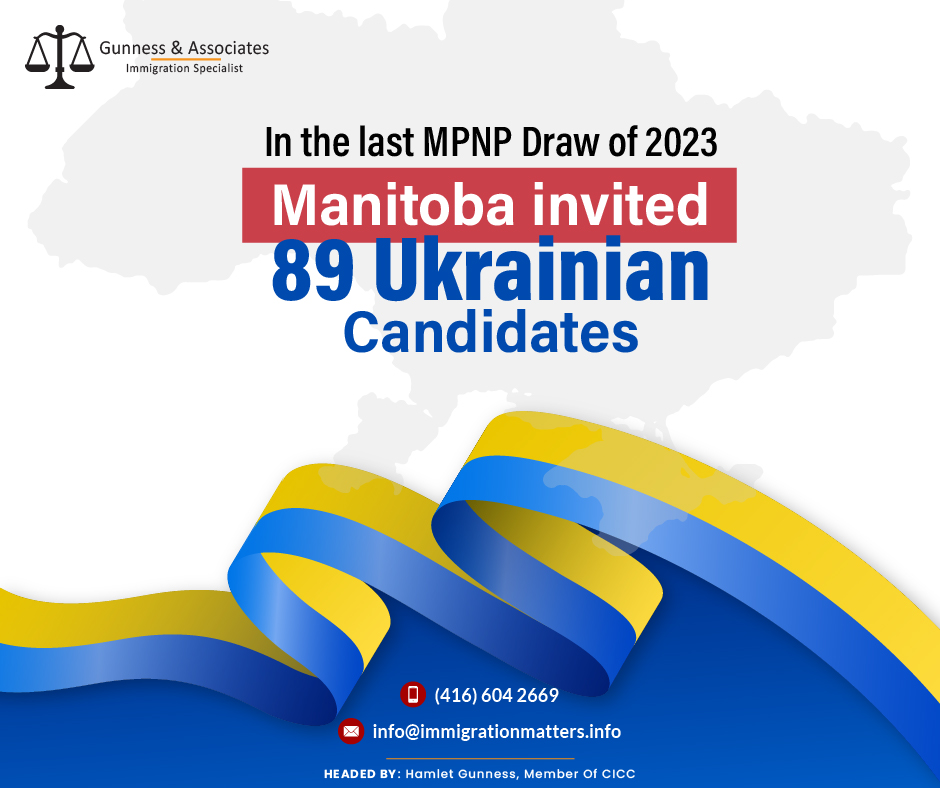 On December 29, 2023, the Government of Manitoba held the last MPNP Draw of 2023 for Ukrainian candidates. In the 21st draw for Ukrainian candidates, the province invited 89 candidates through the Manitoba Provincial Nominee Program (MPNP) in this draw. To be eligible, applicants must be Ukrainian citizens, have a minim