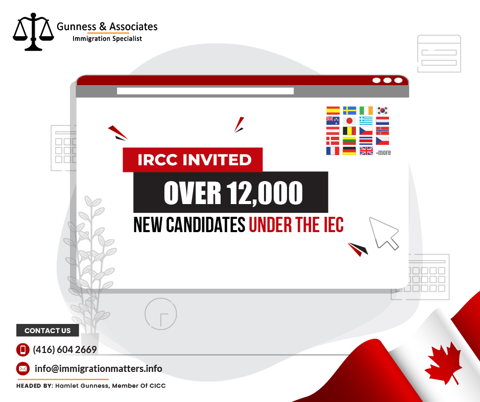 Over the last week, Immigration, Refugees and Citizenship Canada (IRCC) held new draws in the pools of International Experience Canada (IEC). From January 22 to February 4, Canada invited 12,501 young foreigners to apply for an IEC open work permit. As of February 4, 31,828 candidates have registered in the pool and are awaiting the invitation. In this round, there were ITAs:
No of ITAs
Country Name
No of ITAs
Country Name
18
Switzerland
656
Australia
728
Japan
4,766
Korea
22
Croatia
28
Costa Rica
176
Spain
99
Czech Republic
28
Denmark
17
Estonia
1,610
France
30
Greece
38
Hong Kong
606
Ireland
271
Italy
44
Slovakia
158
Chile
42
Poland
403
Germany
1,864
United Kingdom
1
Luxembourg
123
Belgium
133
Netherlands
202
New Zealand
23
Norway
195
Taiwan
85
Portugal
31
Sweden
44
Slovenia
3
Andorra
33
Austria
1
Iceland
27
Latvia
42
LithuaniaIn 2024, Canada issued 31,896 ITAs under the IEC Program.New changes to the International Experience Canada programOn December 12, 2023, the Canadian Government updated the International Experience Canada (IEC) program. This program fosters travel and work collaboration between Canada and other nations, assisting in arranging transportation, job hunting, and accommodation procurement. The refreshed instructions from December 18 mirror the roster of organizations acknowledged by Immigration, Refugees, and Citizenship Canada in 2018.Join our RSS FeedIf you want to know more details about “IRCC invited over 12,000 new candidates under the IEC" you can contact one of our immigration specialists at  Gunness & Associates.Tel: (416) 604-2669
Email: info@immigrationmatters.infoGunness & Associates has helped thousands of people successfully immigrate to Canada with their families. Our skilled and experienced immigration experts have the expertise to accurately examine your case and advise you on the best method of proceeding to serve your needs.For honest and straightforward advice, contact the experts
at Gunness & AssociatesGet a free AssessmentJoin our newsletter and get up-to-date immigration news Click hereAll rights reserved ©2023 Gunness & Associates
