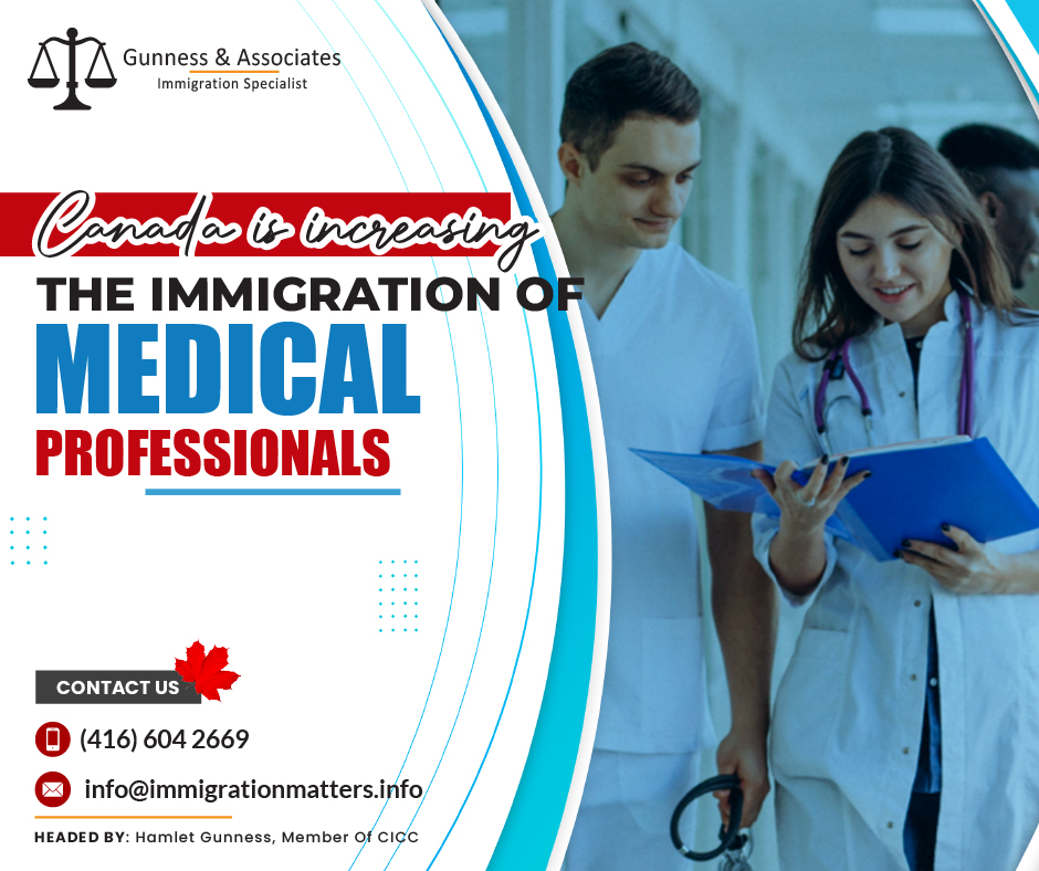 Canada is increasing the immigration of medical professionals. Despite being a significant part of the healthcare workforce, International Medical Graduates (IMGs) encounter barriers, such as limited residency spots and preferences for graduates from domestic medical schools. The struggle for IMGs to secure medical residencies contributes to the country's need for more primary care doctors. Government data reveals that immigrants comprise a substantial portion of healthcare workers in various professions, including 36% of physicians. However, the challenge lies in integrating foreign-trained doctors into the Canadian healthcare system. Canada is addressing this issue by investing in foreign credential recognition. Immigration, Refugees, and Citizenship Canada (IRCC) have committed up to $86 million in funding to 15 nationwide organizations. This initiative aims to increase the recognition of international credentials for approximately 6,600 highly skilled health professionals, ensuring their proper integration into the Canadian healthcare landscape.Statistics from the Government of Canada from December 2022 state that "one out of every four healthcare sector workers" in Canada are immigrants. When considering healthcare workers in Canada by profession, the percentage of immigrants is as follows:23% of registered nurses.
35% of aides to nurses and people working in similar fields.
37% of pharmacists.
36% of physicians.
39% of dentists work.
54% of dental technologists and people employed in related fieldsIn spite of this, International Medical Graduates (IMGs), or foreign nationals trained as doctors abroad, often have difficulties getting a medical residency in Canada due to "quotas on how many (IMGs) can get a spot," according to CBC News.In addition, because the residency program in Canada is "run by medical schools that favor their own graduates," international medical graduates find it difficult to start professions in healthcare.Join our RSS Feed If you want to know more details about “Canada is increasing the immigration of medical professionals" you can contact one of our immigration specialists at  Gunness & Associates.Tel: (416) 604-2669 Email: info@immigrationmatters.infoGunness & Associates has helped thousands of people successfully immigrate to Canada with their families. Our skilled and experienced immigration experts have the expertise to accurately examine your case and advise you on the best method of proceeding to serve your needs.For honest and straightforward advice, contact the expertsat Gunness & AssociatesGet a free Assessment Join our newsletter and get up-to-date immigration news Click hereAll rights reserved ©2023 Gunness & Associates