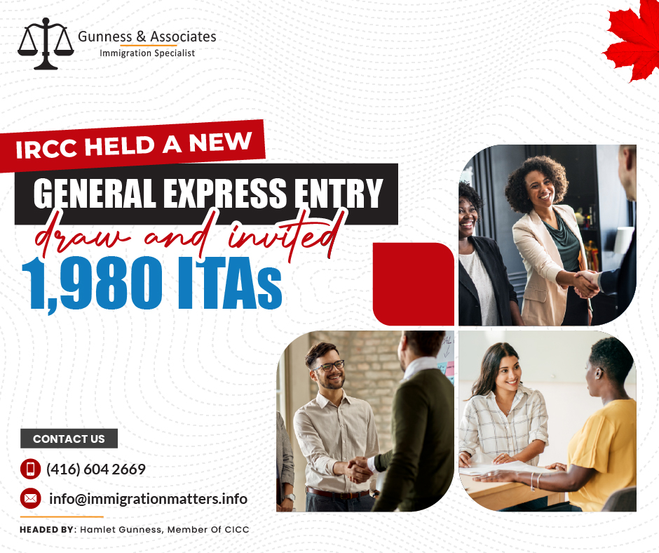 IRCC held a new General Express Entry Draw 290 and invited 1,980 ITAs