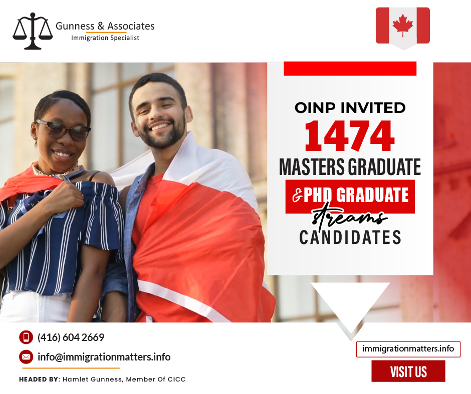 OINP invited 1474 Masters Graduate and Ph.D. Graduate streams candidates