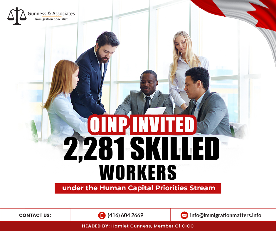 Ontario PNP invited 2,281 skilled workers under the Human Capital Priorities Stream