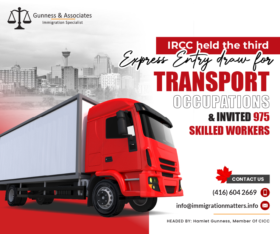 IRCC held the 3rd Express Entry Draw for Transport Occupations