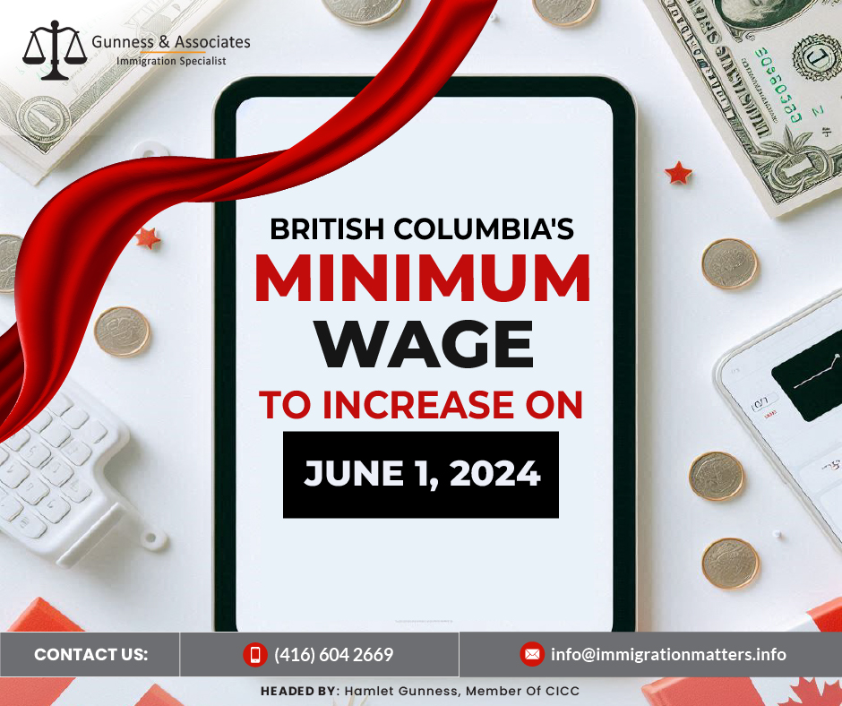 British Columbia’s New minimum wage to increase on June 1, 2024