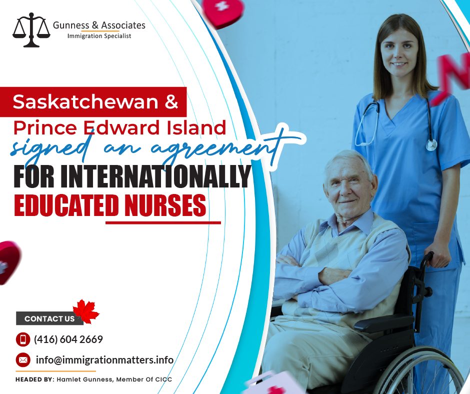 Saskatchewan and PEI signed an agreement for internationally educated nurses