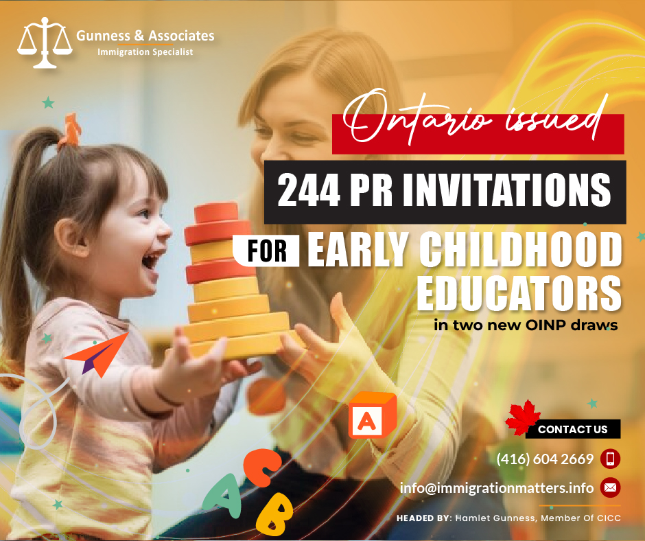 Ontario issued 244 PR invitations to early childhood educators in Recent OINP draws