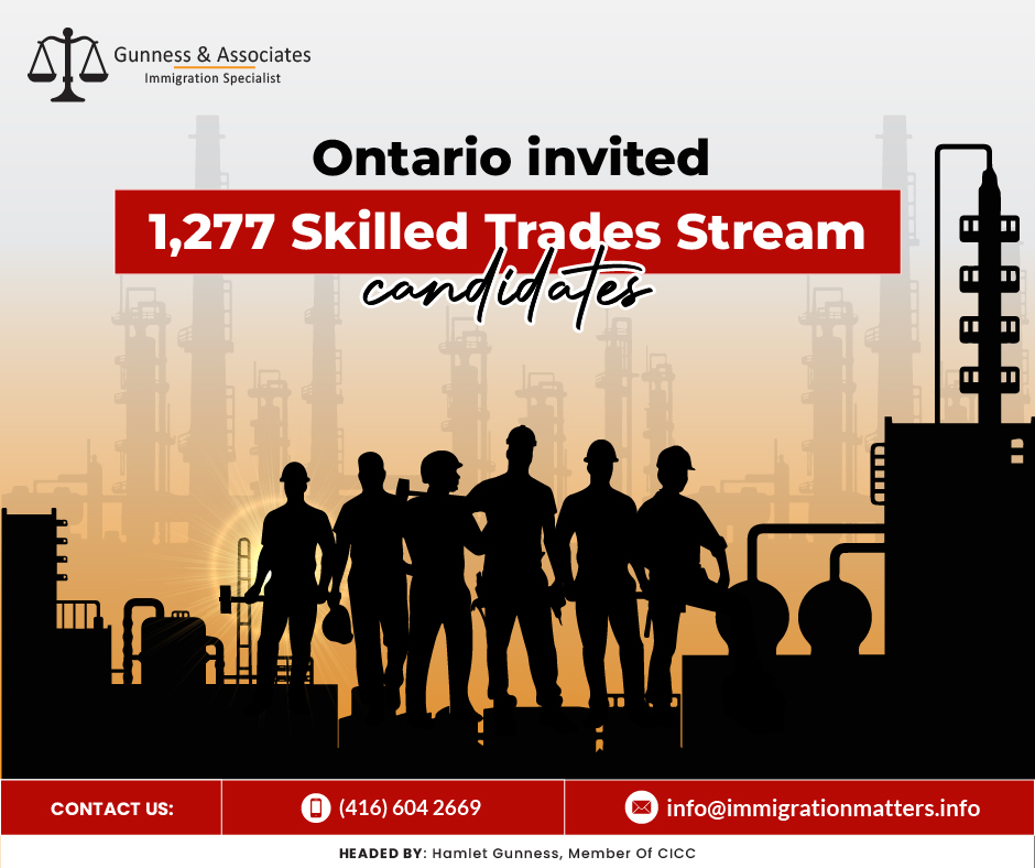 Ontario invited 1,277 Skilled Trades Stream Candidates