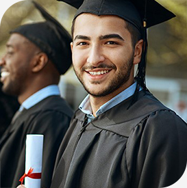 a man in a graduation gown