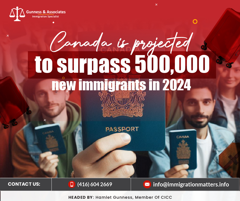 Canada is expected to welcome more than 500 000 new permanent residents in 2024