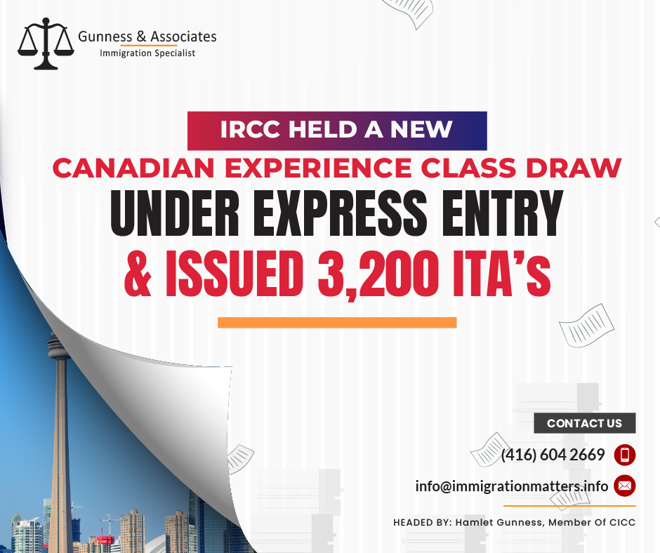 IRCC Issues 3,200 Invitations to Apply in the Canadian Experience Class Draw