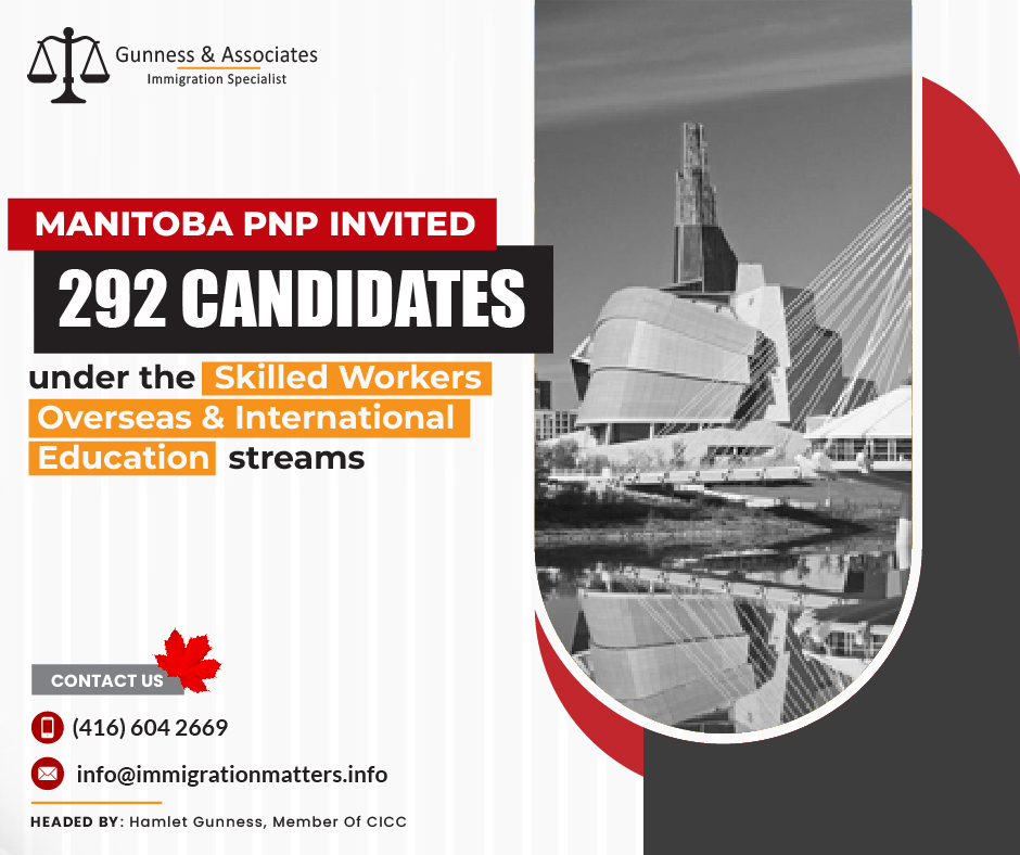 The Manitoba Provincial Nominee Program invited 292 candidates under the Skilled Workers Overseas and International Education streams