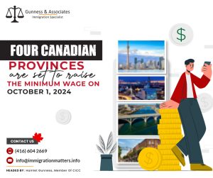 Four Canadian provinces minimum wages are set to rise on October 1, 2024