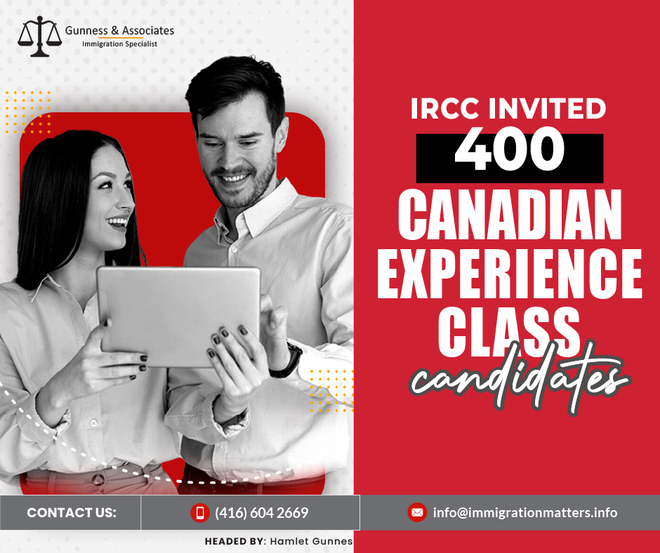 IRCC Invited 400 Canadian Experience Class Candidates in the Latest Draw Express Entry